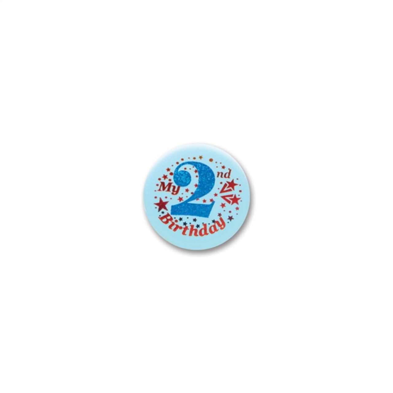 Beistle Club Pack of 6 Blue "My 2nd Birthday" Decorative Satin Buttons for Boys 2"